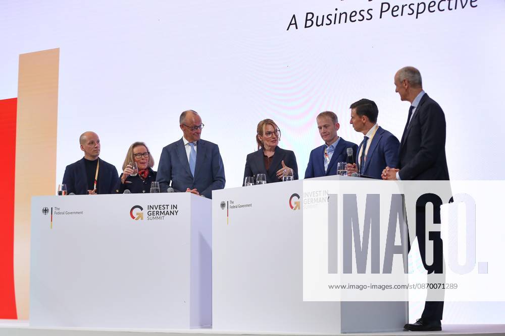 Berlin, Deutschland, 20.10.2026: ESMT: Invest in Germany Summit: Diskussion unter anderem mit: Gundbert Scherf (Helsing) Belén Garijo (Sanofi), Bundeskanzler Friedrich Merz (CDU), Will Marshall (Planet Labs), Francis Wedin (Vulcan Energy), Roland Busch (Siemens)