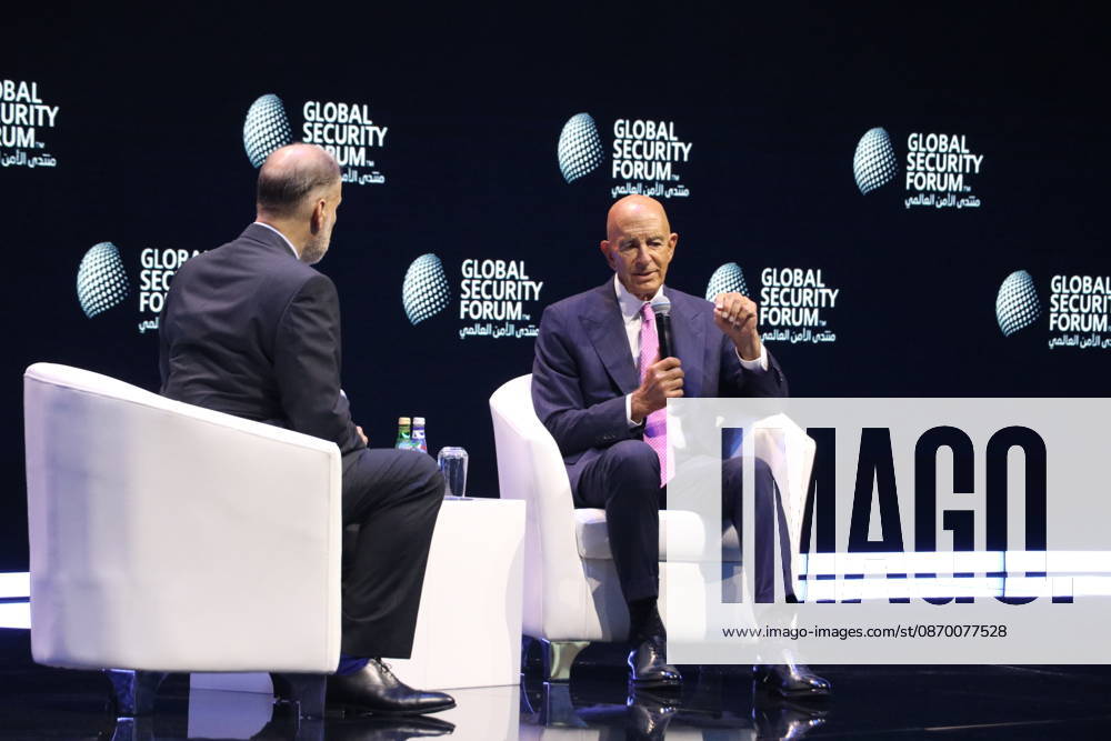 US Ambassador to Turkiye and Special Envoy for Syria Tom Barrack DOHA, QATAR - OCTOBER 20: US Ambassador to Ankara and Special Envoy for Syria and Iraq Tom Barrack delivers a speech during the 8th Global Security Forum, held under the theme The Future of Alliances, in Doha, Qatar, on October 20, 2026. Ali Altunkaya Anadolu Doha Qatar. Editorial use only. Please get in touch for any other usage.