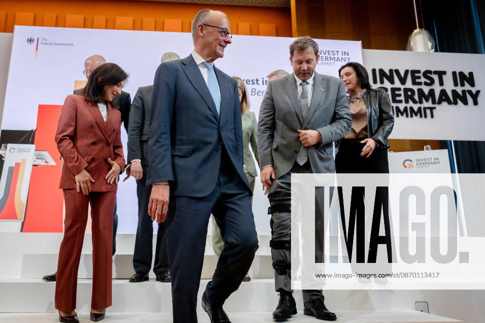 Invest in Germany Summit, Berlin, ESMT Invest in Germany Summit, Berlin, ESMT, Friedrich Merz, Bundeskanzler Katherina Reiche, Bundeswirtschaftsministerin Lars Klingbeil, Bundesfinanzminister Steffen Bilger, Bundesverkehrsminister Dorothee Bär, Bundesforschungsministerin Verena Hubertz, Bundesbauministerin Karsten Wildberger, Bundesdigitalminister Martin Blessing, Sonderbeauftragter für Investitionen Berlin Berlin GER