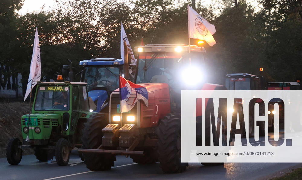 Indjija(Serbia) Politics Life Pre election campaign, student list nr.3 students winning. During their walk from Novi Sad to Belgrade.Farmers with tractors