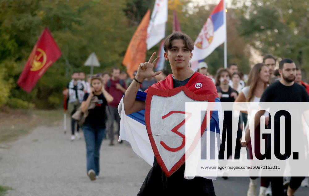 Indjija(Serbia) Politics Life Pre election campaign, student list nr.3 students winning. During their walk from Novi Sad to Belgrade.