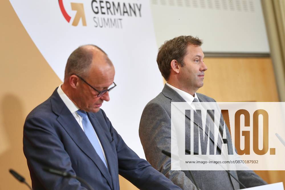 Berlin, Deutschland, 20.10.2026: ESMT: Invest in Germany Summit: Pressekonferenz mit: Bundeskanzler Friedrich Merz (CDU) und Bundesminister der Finanzen Lars Klingbeil (SPD)