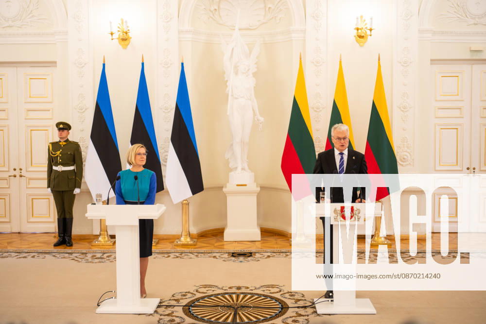 Lithuanian President Nauseda meets newly elected Estonian President Madise in Vilnius VILNIUS, LITHUANIA - OCTOBER 21: Lithuanian President Gitanas Nauseda (R) and newly elected Estonian President Ulle Madise (L) hold a joint press conference following their meeting in Vilnius, Lithuania, on October 21, 2026. The meeting focused on bilateral relations, regional security and defense, support for Ukraine, strategic infrastructure, and Lithuania s priorities for its presidency of the Council of the European Union in the first half of 2027. Yauhen Yerchak Anadolu Vilnius Lithuania. Editorial use only. Please get in touch for any other usage.