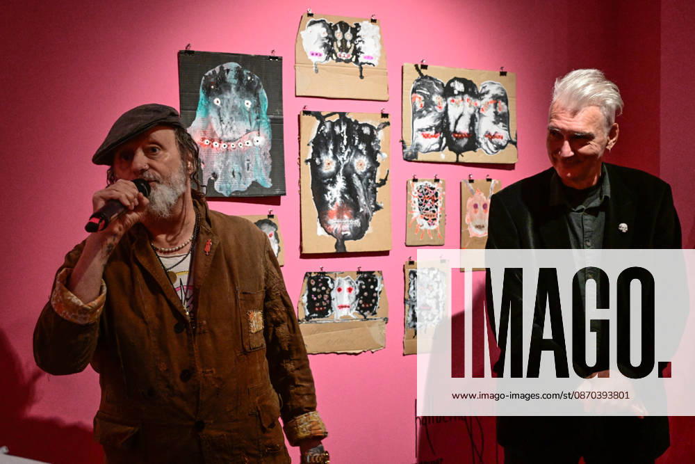 British artist David Tibet (left) presents his visual work - exhibition Hallucinate, Children in DOX Centre for Contemporary Art in Prague, Czech Republic, October 22, 2026. (CTKxPhoto RomanxVondrous) CTKPhotoP2026102206193 CTKPhotoP2026102206193
