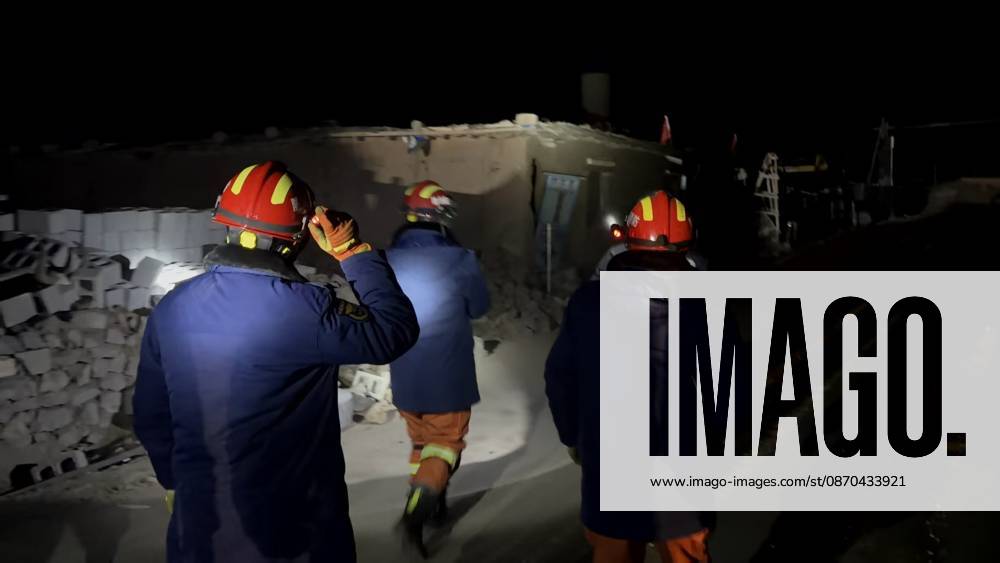 (261023) -- NAGQU, Oct. 23, 2026 -- Firefighters inspect an earthquake-hit village in Baqen County of Nagqu City in southwest China s Xizang Autonomous Region, on Oct. 23, 2026. Sixteen people were killed and 32 others injured after a 7.0-magnitude earthquake struck Baqen County of Nagqu City in southwest China s Xizang Autonomous Region at 10:33 p.m. Thursday (Beijing Time), according to the city s emergency management bureau. As of 2:25 a.m. Friday, 11 of the injured were in serious condition while 21 sustained minor injuries. Over 300 houses collapsed. The damage caused by the quake is being further evaluated, and disaster relief work is underway. More than 300 police officers have been dispatched to the epicenter for relief wor