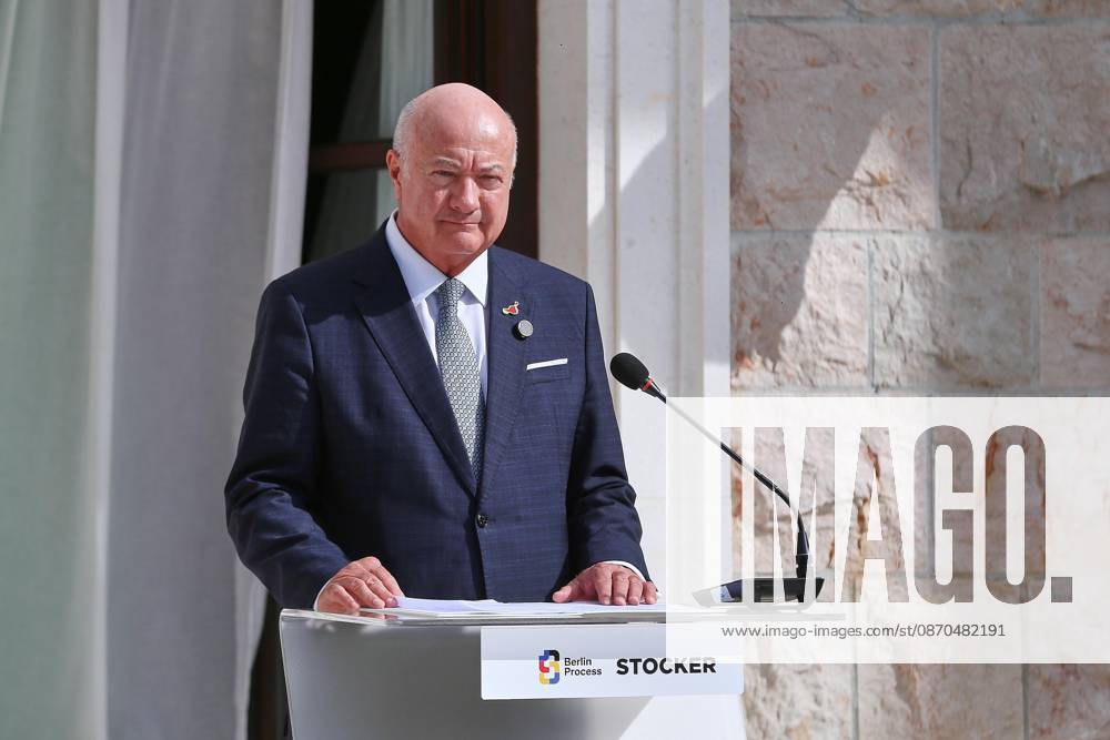 Sveti Stefan, Montenegro, 22.10.2026: Auslandsreise des Kanzlers zum Berlin Prozess -Gipfel: Pressekonferenz mit dem Bundeskanzler von Österreich Christian Stockker