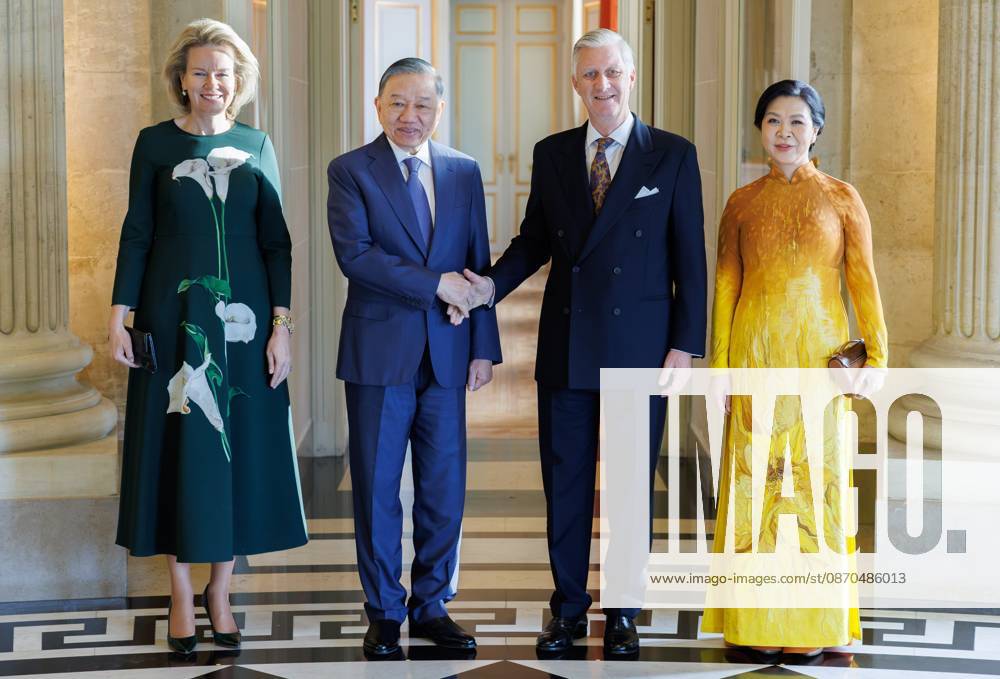 Queen Mathilde of Belgium, Vietnam President To Lam, King Philippe - Filip of Belgium and Ngo Phuong Ly pose at a royal audience at the Castle of Laeken, on Friday 23 October 2026. The President of Vietnam and his wife visit Belgium from 21 to 24 October. BENOITxDOPPAGNE 190733088