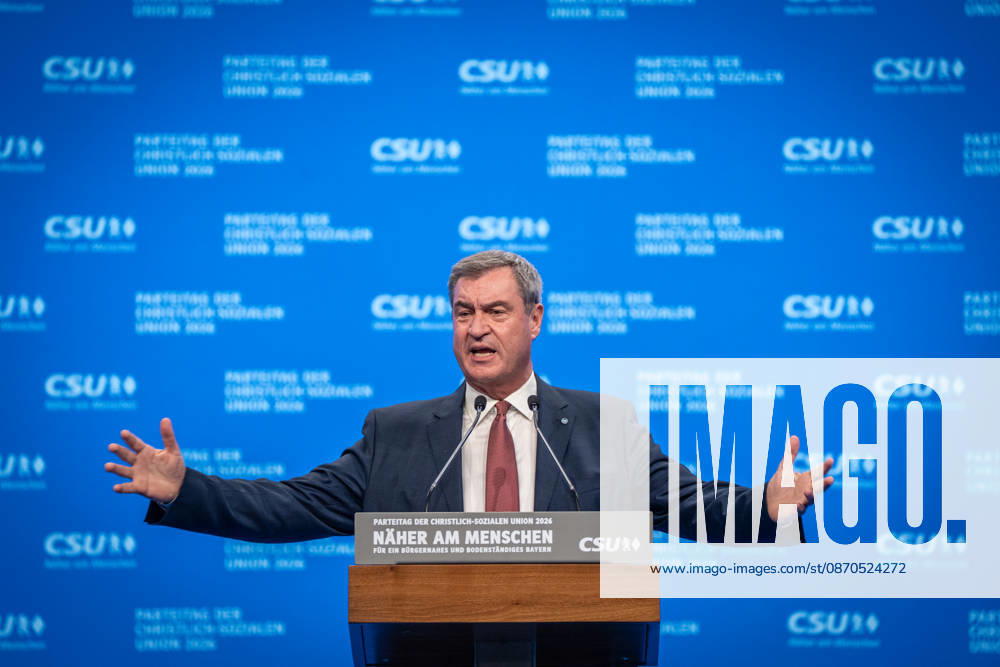 Markus Söder, CSU-Parteivorsitzender und Ministerpräsident von Bayern, auf dem Parteitag;Parteitag der CSU in München, München Bayern Deutschland Messegelände München