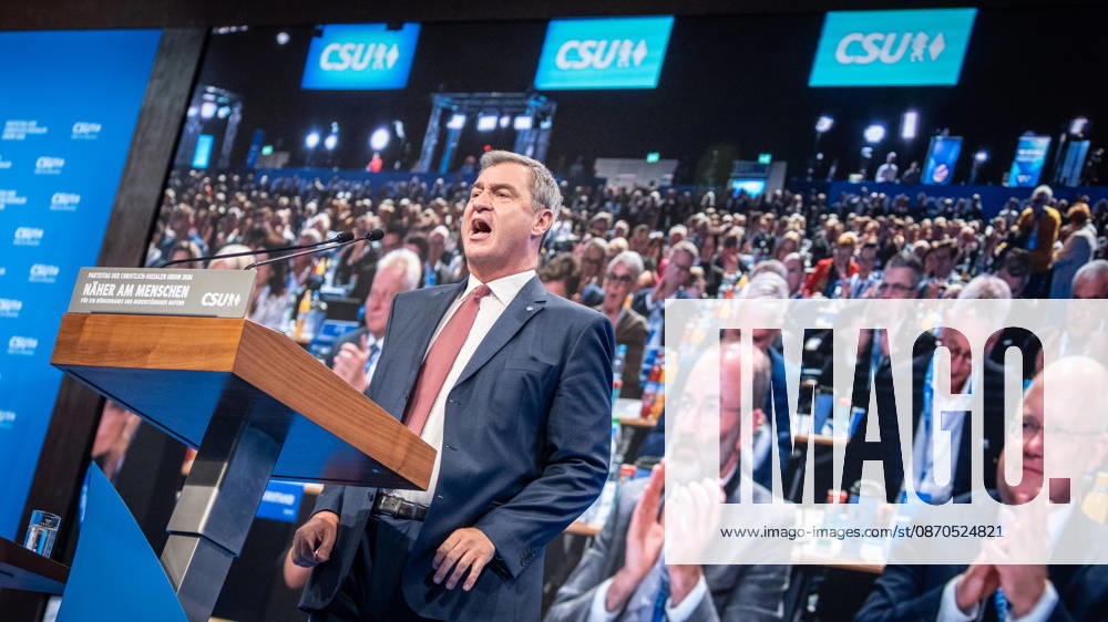 Markus Söder, CSU-Parteivorsitzender und Ministerpräsident von Bayern, auf dem Parteitag;Parteitag der CSU in München, München Bayern Deutschland Messegelände München
