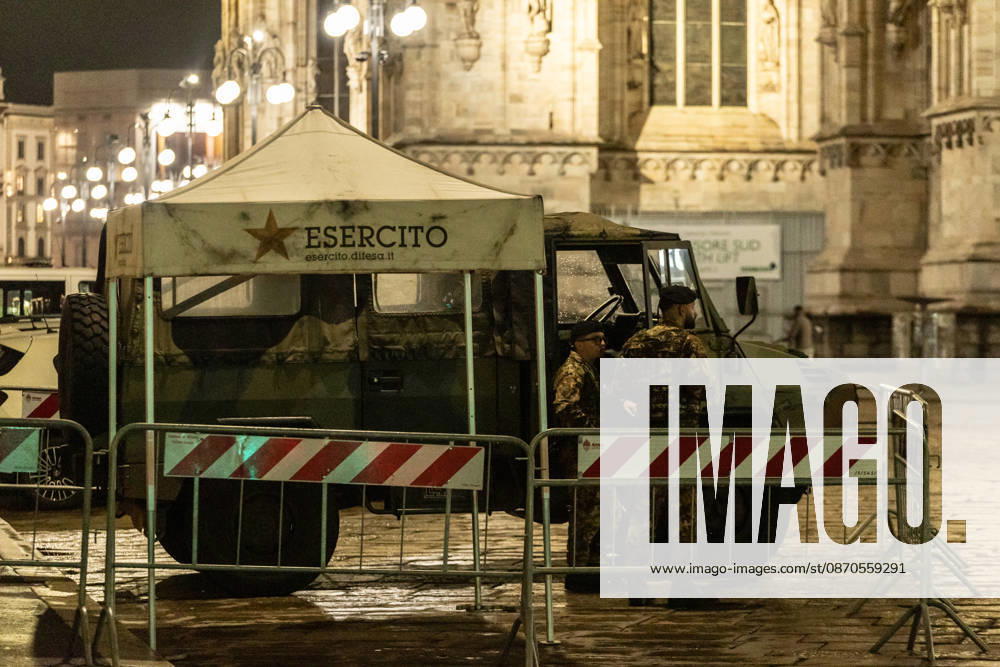 Shops in Milan board up windows ahead of cost-of-living protest MILAN, ITALY - OCTOBER 23: On the eve of an unauthorized demonstration against the high cost of living, the army is patrolling the city center, with another 500 paratroopers expected to be deployed the following day in Milan, Italy, on October 23, 2026. This measure follows the destruction and looting that occurred in Milan the previous weekend during similar protests against the high cost of living. Andrea Carrubba Anadolu Milan Italy. Editorial use only. Please get in touch for any other usage.