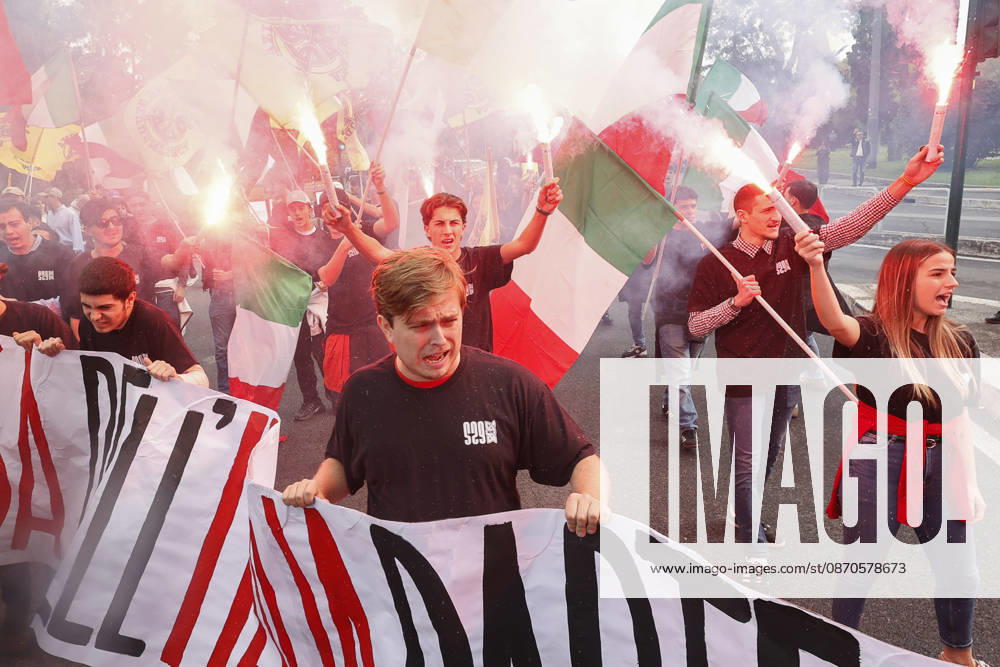Students protest in Rome ROME, ITALY - OCTOBER 24: Members of Azione Studentesca (Student Action), a far-right student movement, take part in a demonstration in Rome, Italy, on October 24, 2026. Riccardo De Luca Anadolu Rome Italy. Editorial use only. Please get in touch for any other usage.