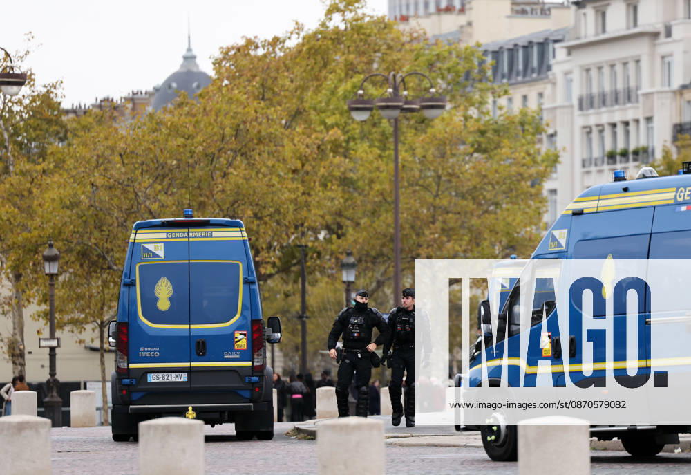 (261024) -- PARIS, Oct. 24, 2026 -- Security personnel are seen near the Arc de Triomphe in Paris, France, Oct. 24, 2026. French Interior Minister Laurent Nunez said Tuesday that the government would deploy soldiers from the French army s Operation Sentinelle to help prevent violence during the demonstrations announced for Oct. 24. ) FRANCE-PARIS-PROTEST-SECURITY WuxHuiwo