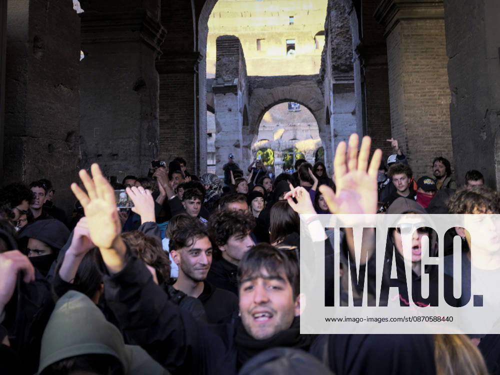 Protesters Attempt to Occupy the Colosseum Rome, Italy, October 24, 2026. Demonstrators enter the Colosseum and attempt to occupy the monument during a protest in the Italian capital. The protesters remain inside the site until police arrive to intervene. The incident takes place during a demonstration in Rome, as tensions escalate between protesters and law enforcement. Rome Italy