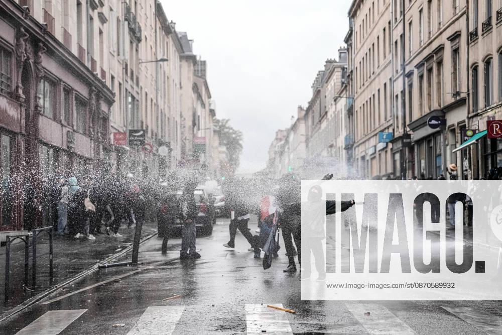 Police intervene in demonstrators amid ongoing protests in Nancy NANCY, FRANCE - OCTOBER 24: Police clash with protesters with water cannons and tear gas during a demonstration amid ongoing social and political tensions in Nancy, France, on October 24, 2026. Muhammed Said Tako Anadolu Nancy France. Editorial use only. Please get in touch for any other usage.