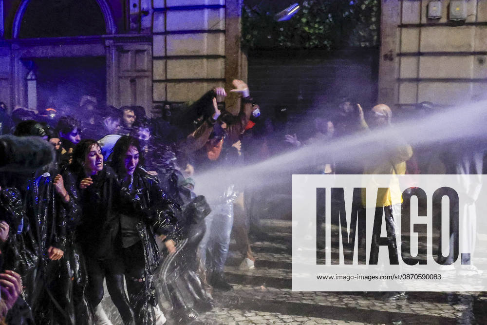 Demonstration against the Italian government in Rome ROME, ITALY, OCTOBER 24: Demonstrators are hit by Italian police’s water cannons during a protest against the Italian government in Rome, Italy, on October 24, 2026. Riccardo De Luca Anadolu Rome Italy. Editorial use only. Please get in touch for any other usage.