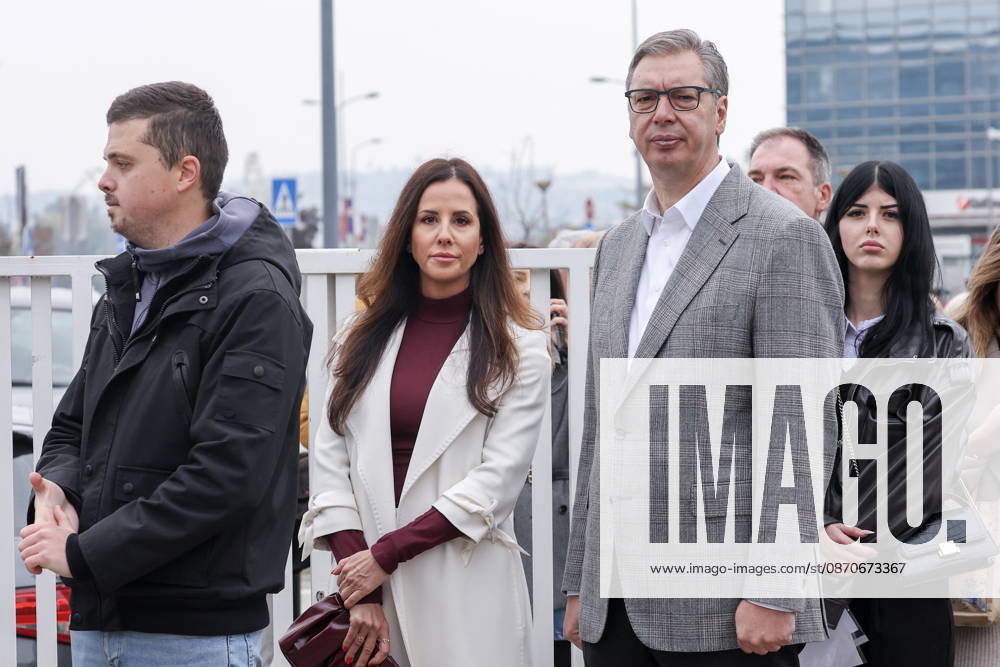 SERBIA, BELGRADE - OCTOBER 25, 2026: Former Serbian president Aleksandar Vucic with wife Tamara (C) queues at a polling station during the 2026 Serbian parliamentary election. On 25 October, the Serbs went to the polls to elect members of the country s unicameral parliament, Narodna Skupshtina. Alexander Ryumin TASS 99928910