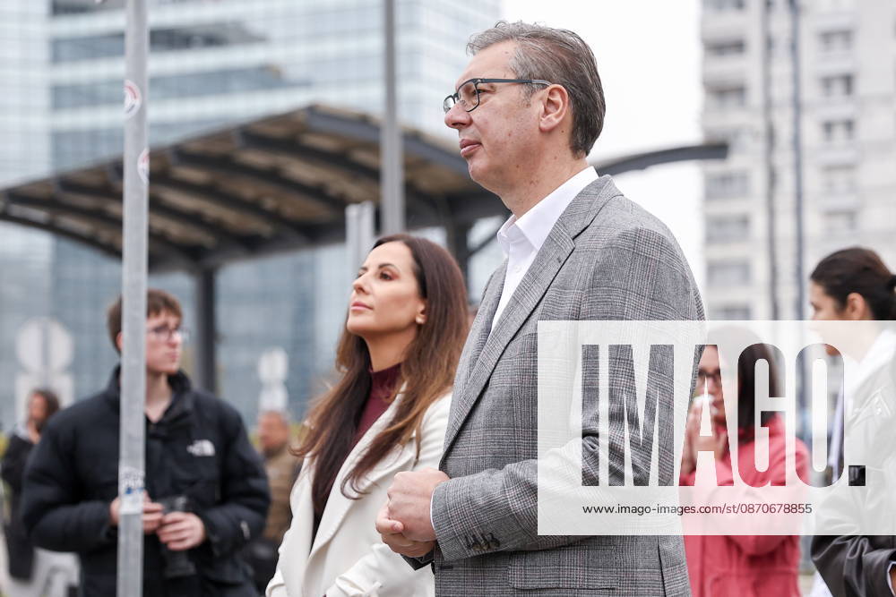 SERBIA, BELGRADE - OCTOBER 25, 2026: Former Serbian president Aleksandar Vucic with wife Tamara queues at a polling station during the 2026 Serbian parliamentary election. On 25 October, the Serbs went to the polls to elect members of the country s unicameral parliament, Narodna Skupshtina. Alexander Ryumin TASS 99934549