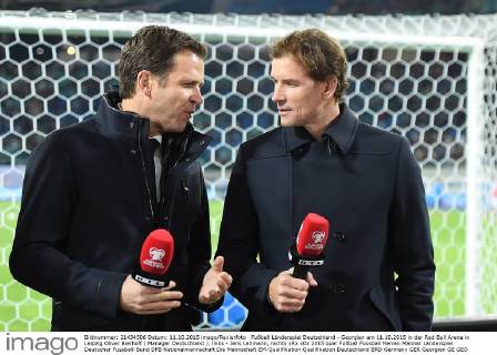Fußball Länderspiel Deutschland - Georgien am 11.10.2015 in der Red Bull Arena in Leipzig Oliver Bierhoff ( Manager Deutschland ), links - Jens Lehmann, rechts xRx