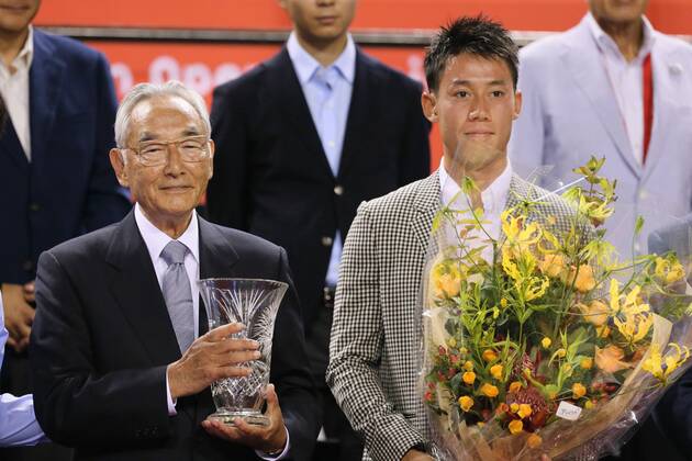 (L-R) Masaaki Morita, Kei Nishikori, OCTOBER 4, 2016 - Tennis : Rakuten Japan Open Tennis Championships 2016 at Ariake Coliseum, Tokyo, Japan. Noxthirdxpartyxsales (xjwa008461)