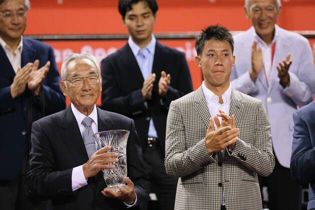 (L-R) Masaaki Morita, Kei Nishikori, OCTOBER 4, 2016 - Tennis : Rakuten Japan Open Tennis Championships 2016 at Ariake Coliseum, Tokyo, Japan. Noxthirdxpartyxsales (xjwa008466)
