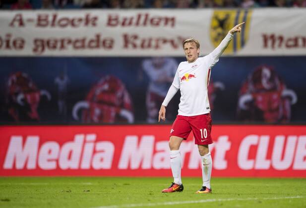 Fußball, 1. Bundesliga, Saison 2016 2017, 6. Spieltag, RB Leipzig - FC Augsburg, Freitag (30.09.2016), Red Bull Arena, Leipzig. Leipzigs Emil Forsberg. RM001