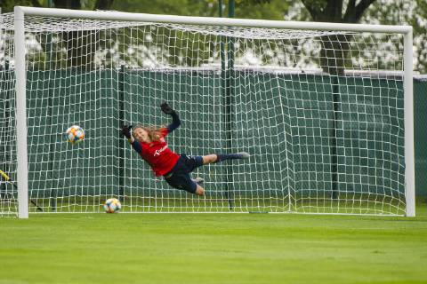 190605 Goalkeeper Cecilie Haustaker Fiskerstrand of Norway during a training session on June 5, 2019 in Reims. Photo: Fredrik Varfjell BILDBYRAN kod FV 150252 Copyright: FREDRIKxVARFJELL BB190605FV037