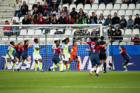 190608 Guro Reiten of Norway celebrates after scoring 1-0 during the FIFA Women s World Cup match between Norway and Nigeria on June 8, 2019 in Reims. Photo: Fredrik Varfjell BILDBYRAN kod FV 150256 Copyright: FREDRIKxVARFJELL BB190608FV089