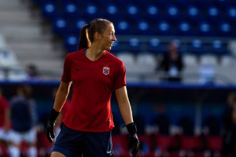 190617 Goalkeeper Cecilie Haustaker Fiskerstrand of Norway during warm up ahead of the FIFA Women s World Cup match between South Korea and Norway on June 17, 2019 in Reims. Photo: Fredrik Varfjell BILDBYRAN kod FV 150266 bbeng fotball fotboll football women dam kvinner norge norway South Korea Republic of Korea Sor-Korea Republikken Korea Frankrike France VM VM 2019 Verdensmesterskap FIFA Women s World Cup 2019 sydkorea Copyright: FREDRIKxVARFJELL BB190617FV011