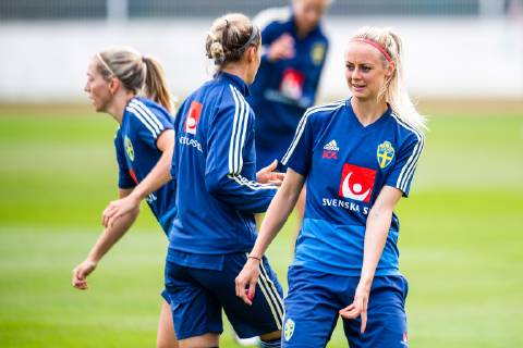 190619 Amanda Ilestedt of Sweden during a training session June 19, 2019 in Le Havre. Photo: Simon Hastegard Bildbyran Kod SH 180077 bbeng fotboll football fotball soccer dam women kvinner frankrike france vm vm 2019 verdensmesterskap världsmästerskap fifa women s world cup 2019 world cup sweden sverige träning training practice Copyright: SIMONxHASTEGARD BB190619SH042