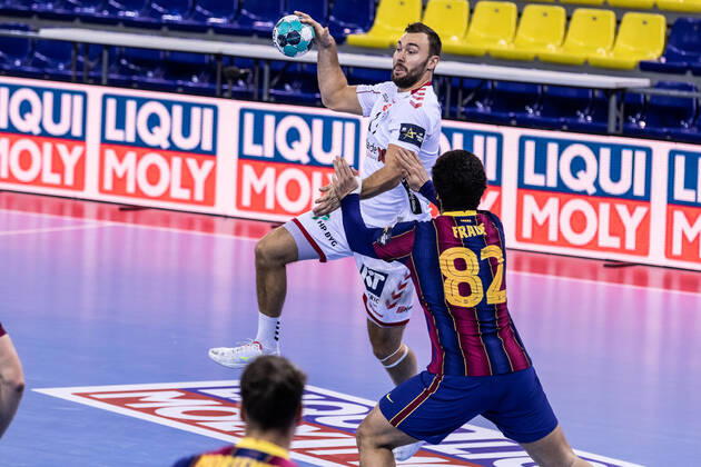 October 29, 2020, Barcelona, Barcelona, Spain: Mads Christiansen of Aalborg Handbold during the VELUX EHF Champions League match between FC Barcelona, Barca and Aalborg Handbold at Palau Blaugrana on October 29, 2020 in Barcelona, Spain. Barcelona Spain - ZUMAa181 20201029_zaa_a181_054 Copyright: xJavierxBorregox