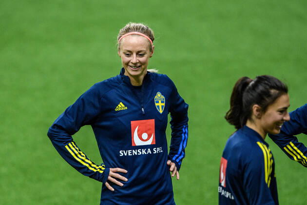 210406 Amanda Ilestedt of Sweden during a training session with the Swedish women s national football team on April 6, 2021 in Stockholm. Photo: Jesper Zerman BILDBYRAN COP 234 JZ0079 fotboll football soccer fotball women s national team, Nationalteam practice bbeng dam women Copyright: JESPERxZERMAN BB210406JZ062