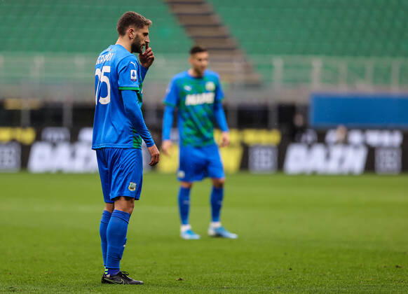 Domenico Berardi of US Sassuolo in action during the Serie A 2020 21 football match between AC Milan vs US Sassuolo at Giuseppe Meazza Stadium, Milan, Italy on April 21, 2021 - Milan Stadio San Siro Milan Italy Copyright: xEPhotopressx SP24-18-041