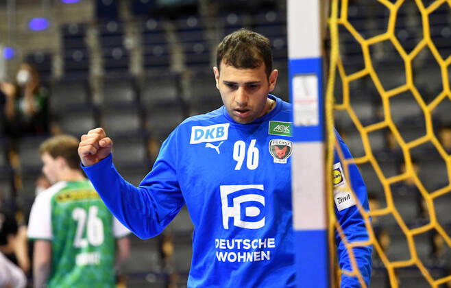 Handball, Herren, Saison 2020 2021, 1. Bundesliga (32. Spieltag), Füchse Berlin - HC Erlangen, Torhüter Dejan Milosavljev (Füchse Berlin), 30.05. 2021, Copyright: xSebastianxRäppoldx xMatthiasxKox