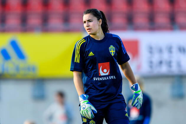 210607 Goalkeeper Zecira Musovic of the Swedish women s national football team during a training session on June 7, 2021 in Kalmar. Photo: Ludvig Thunman BILDBYRAN kod LT LT0176 fotboll football soccer fotball träning presskonferens training practice press conference, PK, Pressekonferenz sverige sweden dam bbeng Copyright: LUDVIGxTHUNMAN BB210607LT064