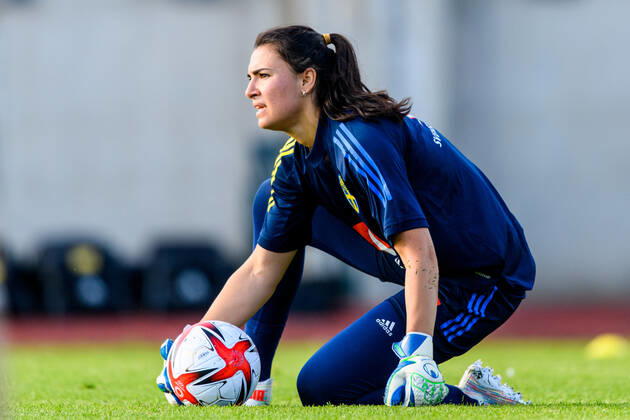 210607 Goalkeeper Zecira Musovic of the Swedish women s national football team during a training session on June 7, 2021 in Kalmar. Photo: Ludvig Thunman BILDBYRAN kod LT LT0176 fotboll football soccer fotball träning presskonferens training practice press conference, PK, Pressekonferenz sverige sweden dam bbeng Copyright: LUDVIGxTHUNMAN BB210607LT066