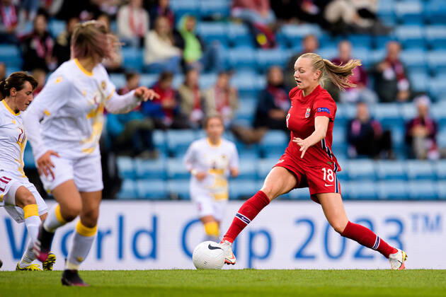 210916 Frida Maanum of Norway during the FIFA Women s World Cup Qualifier football match between Norway and Armenia on September 16, 2021 in Oslo. Photo: Vegard Wivestad Grott BILDBYRAN kod VG VG0168 bbeng fotball soccer football fotboll FIFA World Cup, WM, Weltmeisterschaft, Fussball qualifiers vm-kvalifisering kvinner vm kvalik landskamp dam norge norway armenia Copyright: VEGARDxWIVESTADxGRoTT BB210916VG045