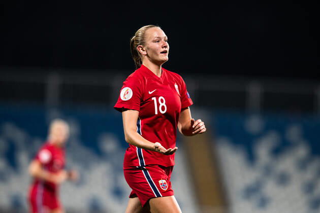 210921 Frida Maanum of Norway during the FIFA Women s World Cup Qualifier football match between Kosovo and Norway on September 21, 2021 in Pristina. Photo: Vegard Wivestad Grott BILDBYRAN kod VG VG0172 bbeng fotball soccer football fotboll FIFA World Cup, WM, Weltmeisterschaft, Fussball qualifiers vm-kvalifisering kvinner vm kvalik landskamp dam norge norway kosovo Copyright: VEGARDxWIVESTADxGRoTT BB210921VG029