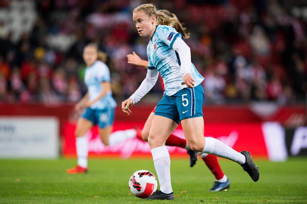 211021 Julie Blakstad of Norway during the FIFA Women s World Cup Qualifier football match between Poland and Norway on October 21, 2021 in Lodz. Photo: Vegard Wivestad Grott BILDBYRAN kod VG VG0187 bbeng fotball soccer football fotboll FIFA World Cup, WM, Weltmeisterschaft, Fussball qualifiers vm-kvalifisering kvinner vm kvalik landskamp dam norge norway poland polen Copyright: VEGARDxWIVESTADxGRoTT BB211021VG058