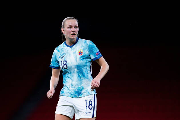 211125 Frida Maanum of Norway during the FIFA Women s World Cup Qualifier football match between Albania and Norway on November 25, 2021 in Tirana. Photo: Vegard Grott BILDBYRAN kod VG VG0205 bbeng fotball soccer football fotboll FIFA World Cup, WM, Weltmeisterschaft, Fussball qualifiers vm-kvalifisering kvinner vm kvalik landskamp dam norge norway albania albanien Copyright: VEGARDxGRoTT BB211125VG040
