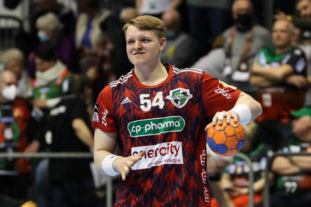 Justus Fischer (TSV Hannover-Burgdorf,54) - Handball Bundesliga Saison 2021-2022 SC Magdeburg vs. TSV Hannover-Burgdorf in der GETEC Arena in Magdeburg - Einzelbild,Aktion,Mann,Männer,Handball,Deutschland,31.03.2022