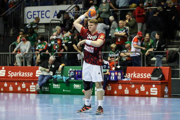 Justus Fischer (TSV Hannover-Burgdorf,54) - Handball Bundesliga Saison 2021-2022 SC Magdeburg vs. TSV Hannover-Burgdorf in der GETEC Arena in Magdeburg - Aktion,Mann,Männer,Handball,Deutschland,31.03.2022