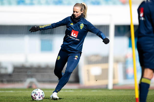 220410 Amanda Ilestedt of Sweden during a training session on April 10, 2022 in Göteborg. Copyright: MICHAELxERICHSEN BB220410MI049