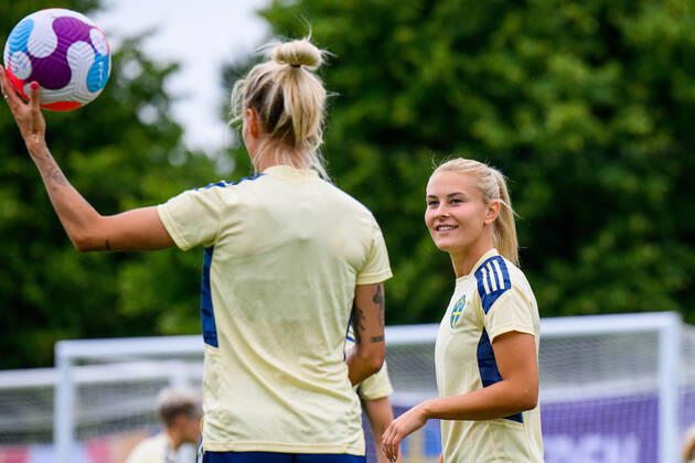 220712 Amanda Nilden of the Swedish women s national football team at a training session during the UEFA Women s Euro 2022 Championship on July 12, 2022 in Chester. Photo: Ludvig Thunman BILDBYRAN kod LT LT0366 fotboll football soccer fotball fotbolls-em europamästerskap em uefa womens euro träning practice training sverige sweden day 7 dam bbeng Copyright: LUDVIGxTHUNMAN BB220712LT035