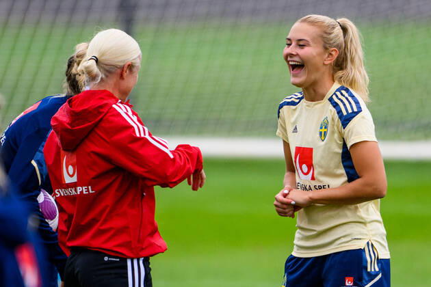 220724 Amanda Nilden of the Swedish women s national football team at a training session during the UEFA Women s Euro 2022 Championship on July 24, 2022 in Chester. Photo: Ludvig Thunman BILDBYRAN kod LT LT0390 fotboll football soccer fotball fotbolls-em europamästerskap em uefa womens euro träning practice training sverige sweden day 19 dam bbeng Copyright: LUDVIGxTHUNMAN BB220724LT077