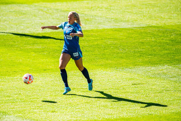 220831 Guro Bergsvand of the Norwegian women s national football team during a training session on August 31, 2022 in Oslo. Photo: Vegard Grott BILDBYRAN kod VG VG0344 bbeng fotboll football soccer fotball vm-kval kval fifa women s world cup qualifier qualifier träning practice training trening norge norway dam Copyright: VEGARDxGRoTT BB220831VG021
