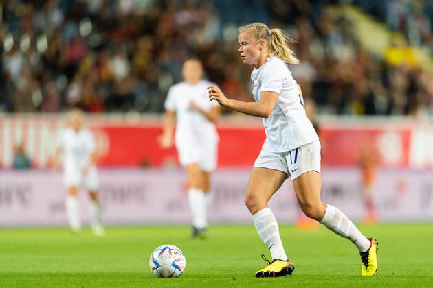 220902 Julie Blakstad of Norway during the FIFA Women s World Cup Qualifier football match between Belgium and Norway on September 2, 2022 in Leuven. Photo: Vegard Grott BILDBYRAN kod VG VG0347 bbeng fotball soccer football fotboll FIFA World Cup, WM, Weltmeisterschaft, Fussball qualifiers vm-kvalifisering kvinner vm kvalik landskamp dam norge norway belgia belgium Copyright: VEGARDxGRoTT BB220902VG057