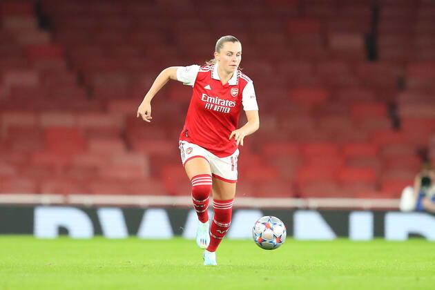 27th October 2022; Emirates Stadium, London, England; Womens Champions League football, Arsenal versus Zurich; Noelle Maritz of Arsenal makes a forward run ActionPlus12441269 KatiexChan Content restricted for UK based newspaper