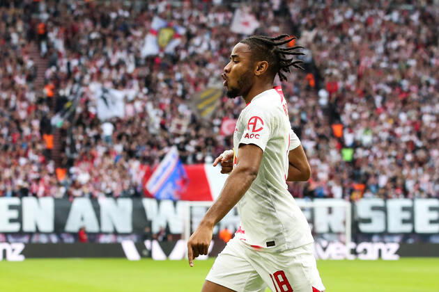 Torjubel - Torschütze Christopher Nkunku (RB Leipzig,18) trifft zum 1-0 - 1. Fussball Bundesliga Saison 2022-2023 Punktspiel RB Leipzig vs. Bayer Leverkusen in der Red Bull Arena in Leipzig - Aktion,Fussball,Deutschland,Mann,Männer,29.10.2022