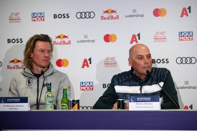 83. Hahnenkamm AUDI FIS Ski World Cup 2023 - 3rd Training Day Mittermayer-Weinhandl the Chief of Hahnenkamm race and Markus Waldner the Chief Race director of FIS speek during the Team Captains meeting before the 3rd training day at on Jan 19, 2023 in Kitzbuhel, Austria. Kitzbühel Austria  Copyright: xRobertxSzaniszlox originalFilename:szaniszlo-notitle230118_npR3O.jpg