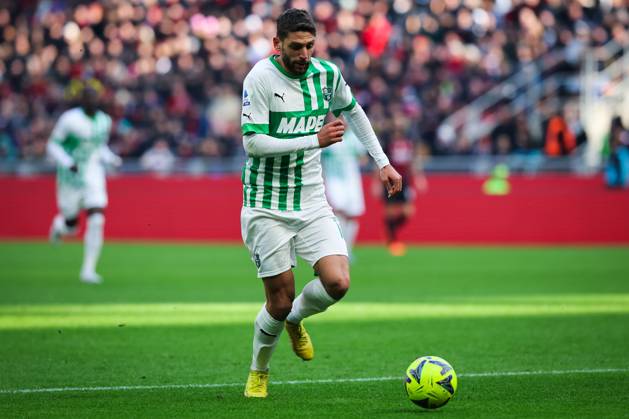 Domenico Berardi of US Sassuolo in action during Serie A 2022 23 football match between AC Milan and US Sassuolo at San Siro Stadium, Milan, Italy on January 29, 2023 - Milan Stadio San Siro Milan Italy Copyright: xEPhotopressx SP24-526-063